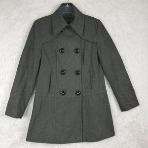 Nine West‎ Womens Jacket Empire Coat Gray Wool Blend Button Up Collared 8
